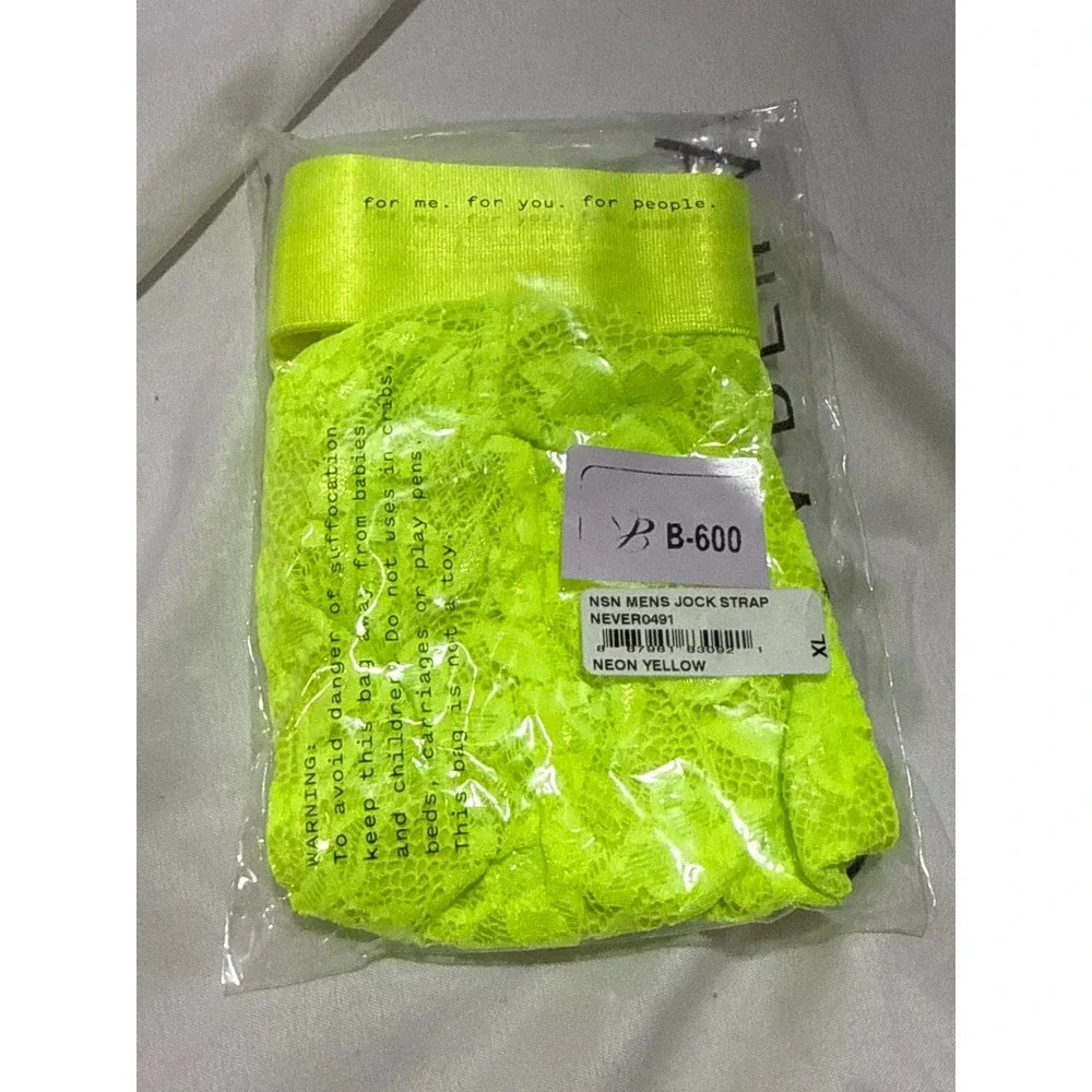 CosaBella Neon Yellow Lace Men's Jockstrap Bold‎ & Sexy Statement size XL